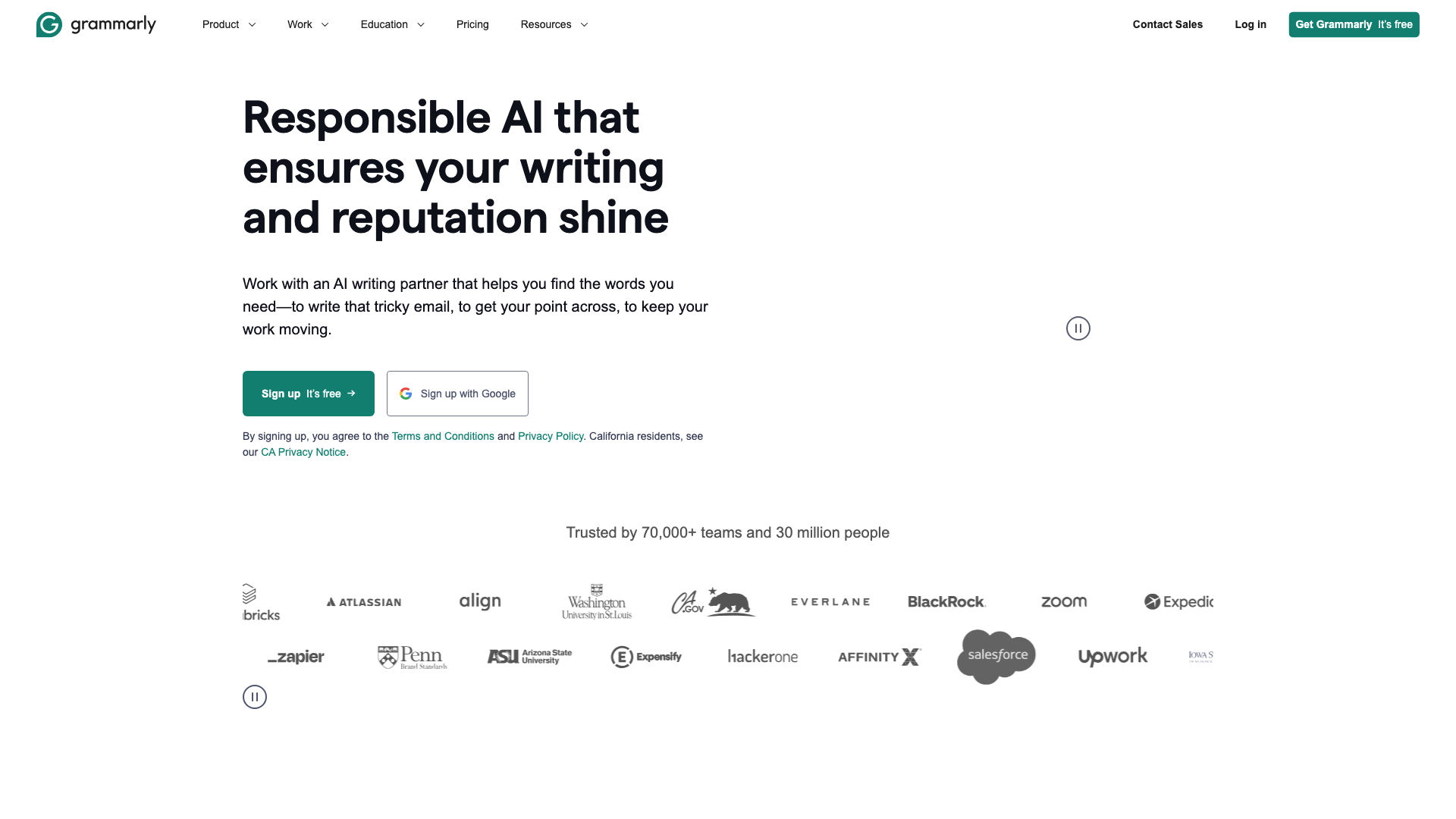 screenshot of website https://www.grammarly.com/