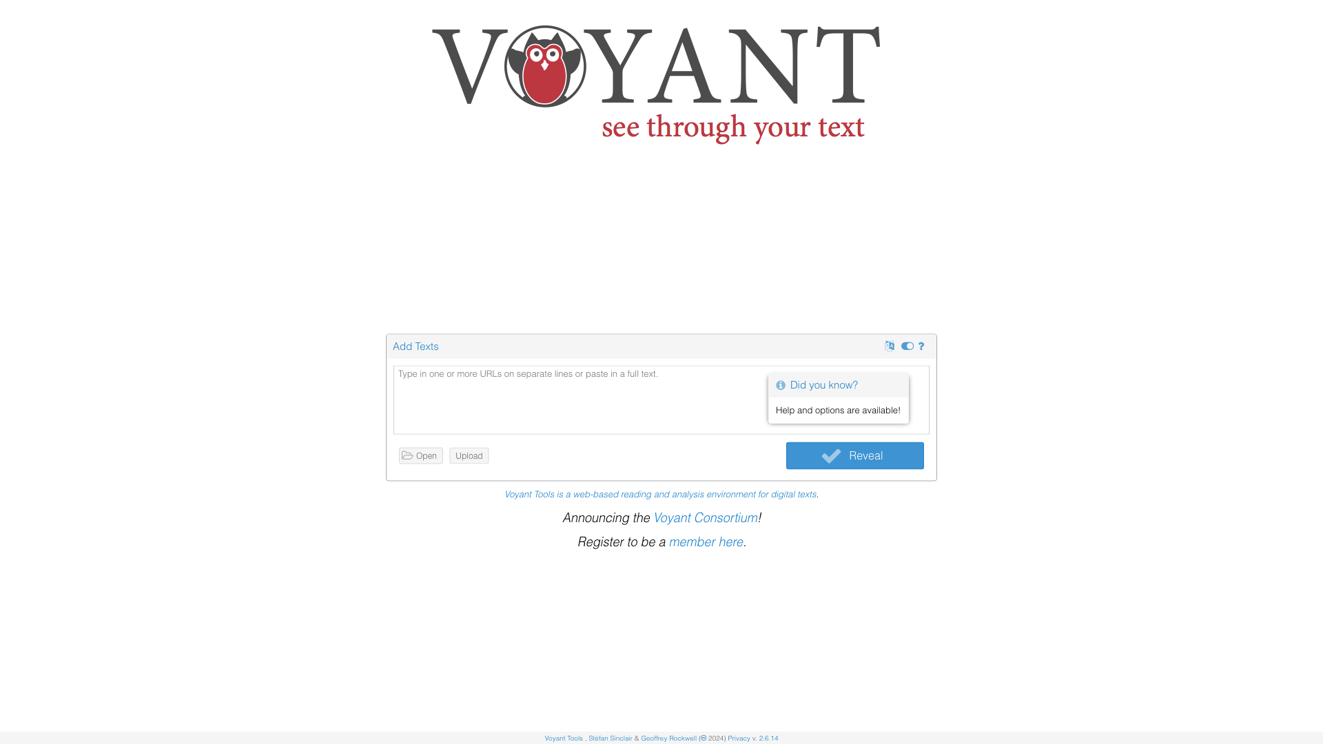 screenshot of website https://voyant-tools.org/